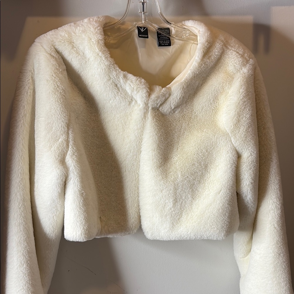 windsor off white faux fur shell jacket